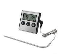 Termómetro digital de carne con temporizador para cocinar al horno, sonda de lectura rápida para alimentos, barbacoa, parrilla, asado, pavo, carne de res, cerdo, aves de corral, 50 a 300 °C