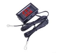 Termómetro digital de doble sonda para lectura simultánea de temperatura interior y exterior con pantalla LED adecuado para sistemas de CA y refrigeración (rojo rojo)