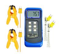 Termómetro digital de dos canales con termopar tipo K de -50 a 1300 °C, incluye abrazadera de temperatura y sondas con cable, medición de la diferencia y máx/min/AVG y diferencia para hornos, hornos