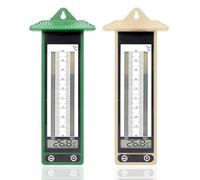 Termómetro digital de pared para exteriores y jardín - 2 piezas - Termómetro Mini Maxi - Pantalla digital - Temperaturas extremas (-40 °C / +50°C) - 22 cm x 9 cm - Plástico - Beige & Verde