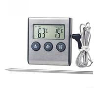 Termómetro digital de sonda para barbacoa amplio rango de temperatura -50 °C a 300 °C temporizador programable alarma audible 110 mm sonda de acero inoxidable dual para celsius