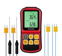 Termómetro digital de termopar con pantalla LCD de dos canales, tipo K/J/T/E/R/S/N, de -150 a 1767 °C, medidor de temperatura de alta precisión con retroiluminación, función de retención de datos