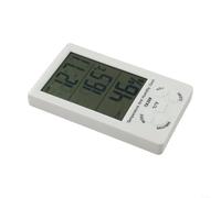 Termómetro digital e higrómetro para interiores con reloj - Medidor de humedad de temperatura ambiente LCD para el hogar, oficina, guardería, monitor de escritorio ABS blanco de 150 x 88 mm