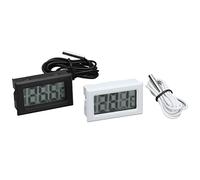 Termómetro digital electrónico de 2 piezas, medidor de temperatura del termostato con sonda 2 s Actualizar termómetro digital LCD Monitor de temperatura para refrigerador (Negro+Blanco)