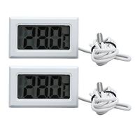 Termómetro digital electrónico de 2 piezas, medidor de temperatura del termostato con sonda 2 s Actualizar termómetro digital LCD Monitor de temperatura para refrigerador (Blanca)