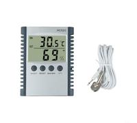Termómetro digital electrónico e higrómetro para interior y exterior con cable de sensor de 2 m, pantalla LCD que muestra temperatura, humedad, zona de confort, función de memoria mínima máxima para
