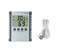 Termómetro digital electrónico e higrómetro para interior y exterior, medidor de temperatura y humedad con cable de 2 m, memoria min/máx