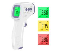 Termometro Digital Frente Adultos, Termometro Bebe Infrarrojos Sin Contacto, Termómetro Digital Con Alarma de Fiebre, 50 Lecturas Memoria, Modo Mudo, ℃ y ℉ Conmutable, Morado