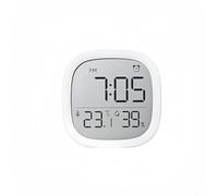 Termómetro digital higrómetro con pantalla de humedad de temperatura interior y exterior, reloj multifunción magnético de escritorio con unidades conmutables (blanco)