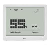 Termómetro digital higrómetro con pantalla grande para uso en interiores y exteriores, predicción del tiempo, tiempo y nivel de batería, diseño ultrafino de 5 mm, textura de madera (blanco)