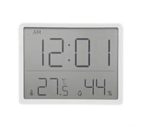 Termómetro digital higrómetro con reloj, monitor de humedad de temperatura interior 3 en 1, pantalla LCD grande, interruptor de 12/24 horas, °C/°F, colgar en la pared o soporte para refrigerador de