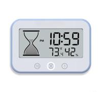 Termómetro digital higrómetro con temporizador, IP56 resistente al agua, reloj de pared para cocina y baño, medidor de temperatura, control táctil (azul)