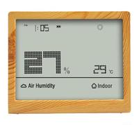 Termómetro digital higrómetro para interiores y exteriores, monitor de temperatura y humedad con pronóstico del tiempo, reloj e indicador de batería para dormitorios (madera)