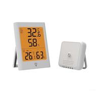 Termómetro digital inalámbrico e higrómetro con pantalla grande, monitor de temperatura interior y exterior, termohigrómetro electrónico preciso para uso doméstico, compatible con baterías AAA, blanco