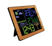 Termómetro digital inalámbrico, pantalla LCD a color, estación meteorológica creativa, reloj, monitor de humedad, termómetro meteorológico, estación de predicción con reloj atómico y retroiluminación