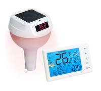 Termómetro digital inalámbrico para piscina IP68, resistente al agua, funciona con energía solar, iluminación RGB con pantalla de receptor de 4,4 pulgadas, monitor de temperatura para piscinas, spa