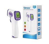 Termómetro digital infrarrojo sin contacto con lectura en °F y °C, pantalla LCD, señal acústica en caso de fiebre y almacenamiento de las últimas mediciones