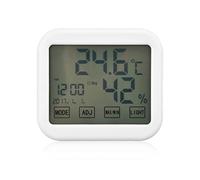 Termómetro digital inteligente con pantalla táctil LCD, registrador de temperatura y humedad con función de alarma para el hogar, dormitorio y sala de estar. Plástico 120 g.