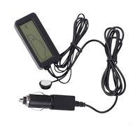 Termómetro digital LCD de 12 V con cable de sensor de 1,5 m, medidor de temperatura interior exterior para vehículo, pantalla dual de -20 °C a 70 °C, negro (verde)
