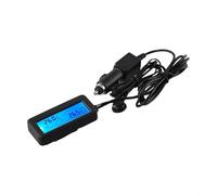 Termómetro digital LCD de 12 V para coche, medidor de temperatura interior y exterior para monitoreo interior y exterior del vehículo con pantalla LCD azul, carcasa negra, se adapta a todos los