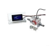 Termómetro digital LED y medidor de flujo de tres vías para PC refrigerado por agua con conectores de púas y abrazaderas de tubería (rojo con soporte)