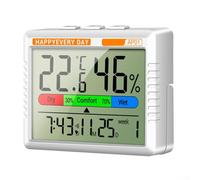 Termómetro digital multifunción con higrómetro, reloj, calendario, alarma con repetición y puerto de carga tipo C para seguimiento de entornos interiores (carga-gris)