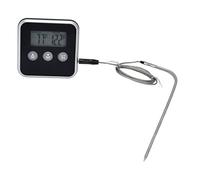 Termómetro Digital para Alimentos para Cocina, Medidor de Temperatura de Sonda de Horno, Termómetro para Carne para Parrilla de Barbacoa, Batería No Incluida (BLACK)