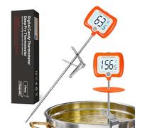 Termómetro digital para freír caramelos/velas/carne con pantalla grande giratoria, sonda de 10 pulgadas de largo, lectura instantánea programable para cocinar aceite (naranja)
