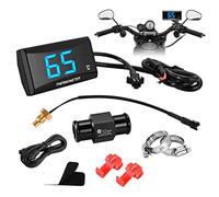 Termómetro digital para motocicleta Instrumentos Temperatura del agua Pantalla digital Medidor Medidor Adaptador de sensor, impermeable Adaptador de sensor de temperatura para KOSO 18/22 mm(22MM-BLUE)