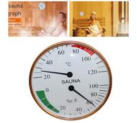 Termómetro e higrómetro de metal para sauna con cara de cristal arqueada, diseño montado en la pared para una temperatura precisa de 10-120 °C y medición de humedad de 0 a 100 %, tamaño de 10 x 10 cm