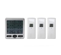 Termómetro e Higrómetro Digital Inalámbrico con 3 Sensores Remotos, Medición Precisa de Temperatura y Humedad Interior y Exterior, Registro Automático, Pantalla LCD, para Hogar y O
