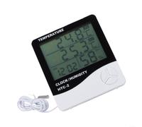 Termómetro e higrómetro electrónico para HTC-2 con pantalla LCD grande, medición de temperatura interior/exterior con sonda, montaje en pared o soporte para oficina, invernadero, frigorífico