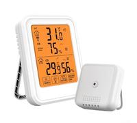 Termómetro e higrómetro inalámbrico con pantalla LCD grande, monitor de humedad de temperatura interior y exterior, estación de sensor impermeable para el hogar, jardín, reloj meteorológico, negro