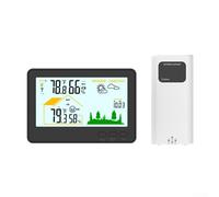 Termómetro e higrómetro inalámbrico para interiores y exteriores con pronóstico del tiempo, retroiluminación y rango de 328 pies, compatible con 3 unidades exteriores, carga tipo C y funciona con