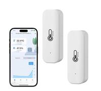 Termómetro e higrómetro smart, sensor de temperatura y humedad en interiores con modos duales de WiFi y Bluetooth, monitor de temperatura ambiente con app, almacenamiento de datos para el hogar. 2PCS