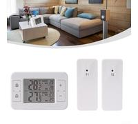 Termómetro electrónico inalámbrico con sensores duales, monitoreo interior y exterior, configuración de alarma personalizada, alcance inalámbrico de 100 m