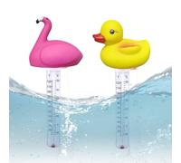 Termómetro flotante para piscina, con correa de fijación, 2 unidades, para todas las piscinas de exterior e interior, spas, tubos calientes, acuarios (amarillo y rosa)