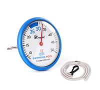 Termómetro flotante para piscinas con un dial grande y fácil de leer, sin necesidad de pilas y con cordón. Ideal para spas, estanques, piscinas, acuarios y más.