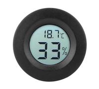 Termómetro higrómetro, 45x14 mm/1,8x0,6 pulgadas LCD Probador de temperatura de humedad Mini medidor de humedad digital integrado circular para interiores (Negra)