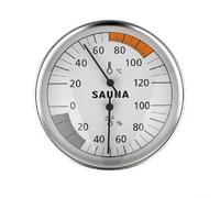 Termómetro higrómetro compacto de doble lectura para sauna con factor de forma de 100 mm, construcción de aluminio y espejo de vidrio para una integración eficaz de la pared