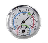 Termómetro higrómetro con anillo exterior de aluminio, diseñado para una fácil colocación de pared o mesa en cualquier espacio (plateado)