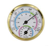 Termómetro higrómetro con capacidad de montaje en pared, aluminio para lecturas precisas de temperatura y humedad, no requiere batería (dorado)