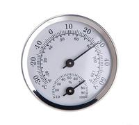 Termómetro higrómetro de pared con pantalla analógica de metal para interior y exterior, medición de humedad de alta precisión para casa, jardín, oficina, oro, plata, diámetro 58 mm (plateado)