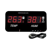 Termómetro higrómetro digital con pantalla LED grande, monitor de temperatura y humedad interior, alarma audible y visual ajustable, sonda integrada, conmutable a °C/°F, para el hogar, almacén