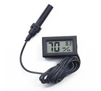 Termómetro higrómetro digital con sonda para uso en interiores, pantalla LCD, rango de temperatura de -50 °C a 70 °C, medición de humedad HR del 10% al 99%, color negro