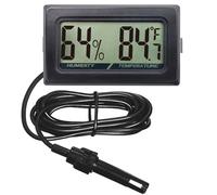 Termómetro higrómetro digital de sonda para reptiles, monitor de terrario 2 en 1 con lectura instantánea, diseño mini para tanque de tortugas, jaula de lagarto, hábitat de acuario (negro)