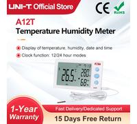 Termómetro Higrómetro Digital LCD UNI-T A12T, Medidor de Temperatura y Humedad, Reloj Despertador, Estación Meteorológica, Instrumento para Interiores y Exteriores