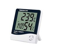 Termómetro higrómetro digital, monitor de temperatura interior, medidor de humedad, pantalla LCD grande, reloj con calendario, registro por hora y memoria máxima mínima HTC-1