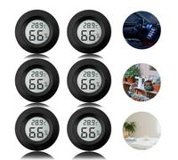 Termómetro higrómetro digital para interiores: Nizirioo 6 Pack LCD Mini Medidor de Humedad, ℃/℉ Termómetro para Invernadero, sótano, habitación de bebé, negro redondo