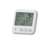 Termómetro higrómetro digital para interiores, pantalla LCD grande, soporte de pared, reloj de pie, monitor de temperatura y humedad con indicadores de emoticonos, blanco, 98 x 98 x 21 mm para